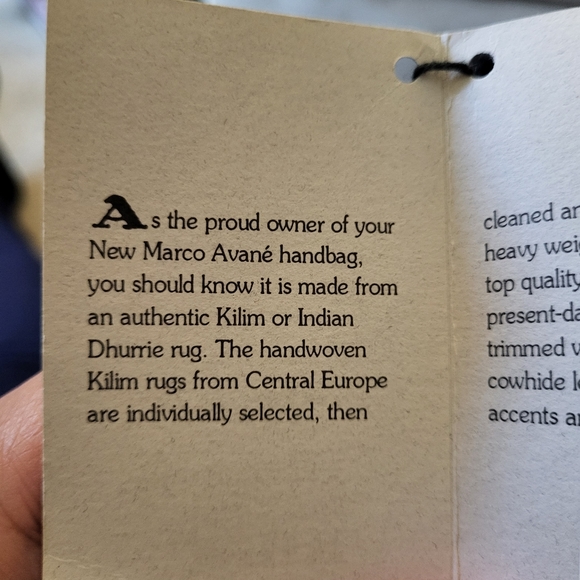 NWT kilim hand woven rug bag genuine vegetable leather made in USA - Picture 13 of 13